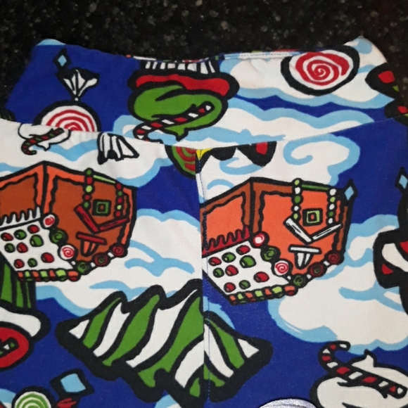Xmas Leggings Lularoe L/XL Snow blue red white - Picture 5 of 6
